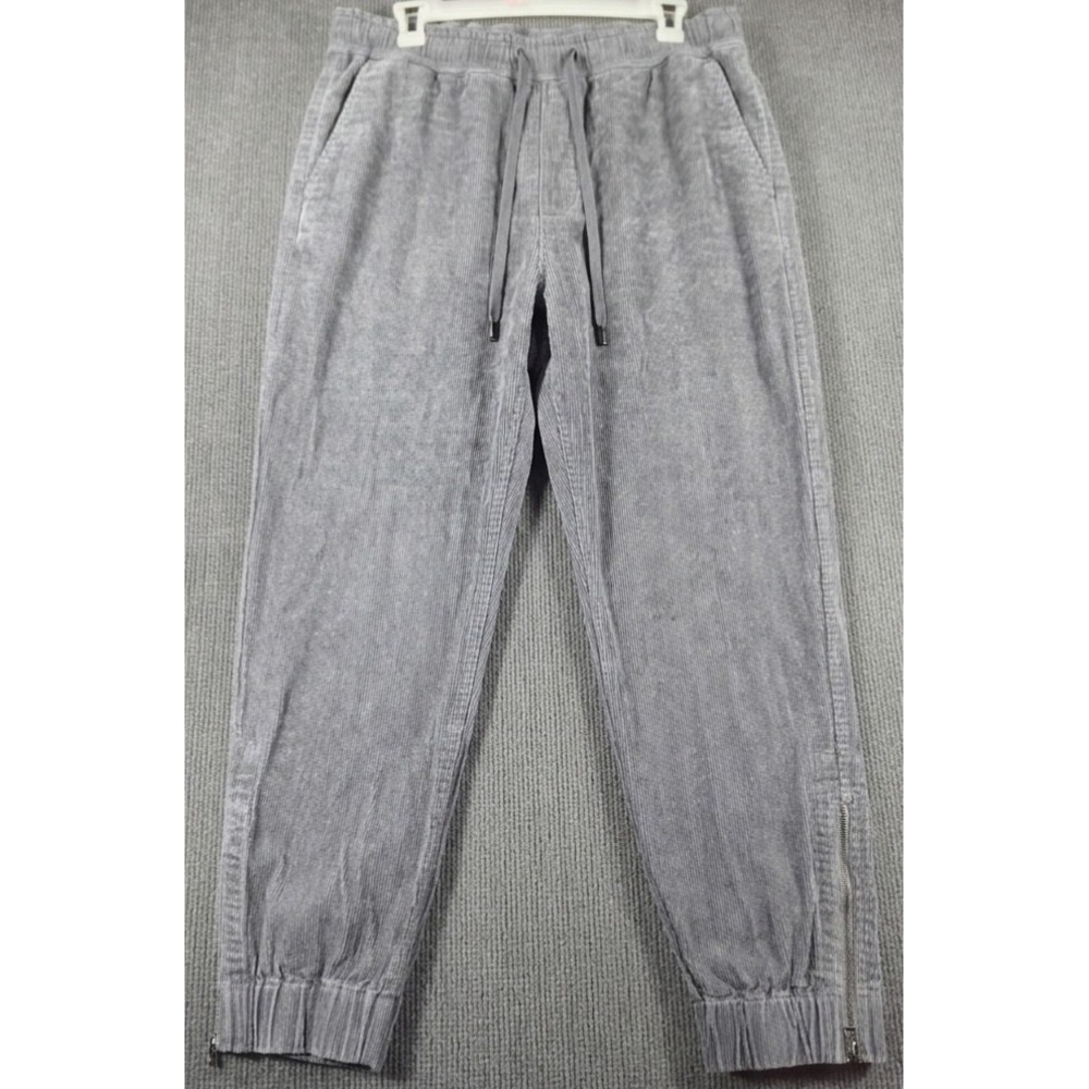 Wrap London Hemp Corduroy Pants Womens 10 Grey Blue Wide Leg Zipper Cuffs ZM99